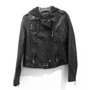 Faux leather jacket.